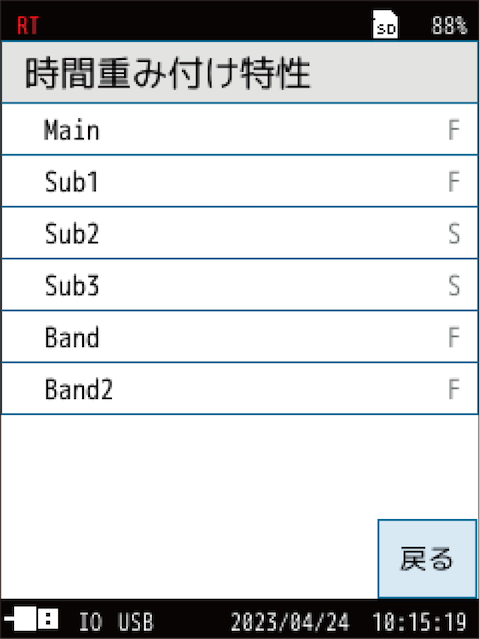 時間重み付け特性