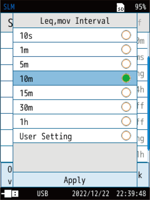 Leq,mov Interval (Auto mode, Timer Auto mode)