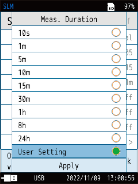 Meas. Duration (Manual mode)