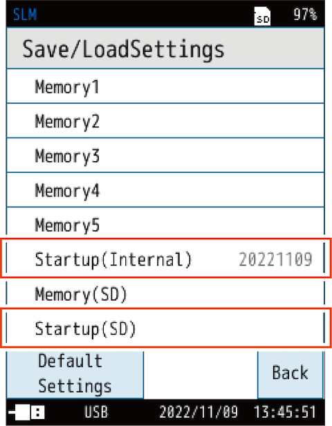 Select either [Startup (Internal)] or [Startup (SD)].