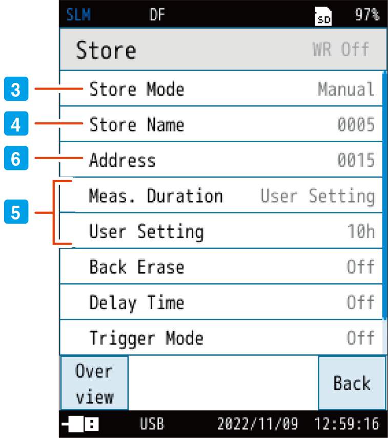 On the [Store] screen, touch [Store Mode] and select [Manual].