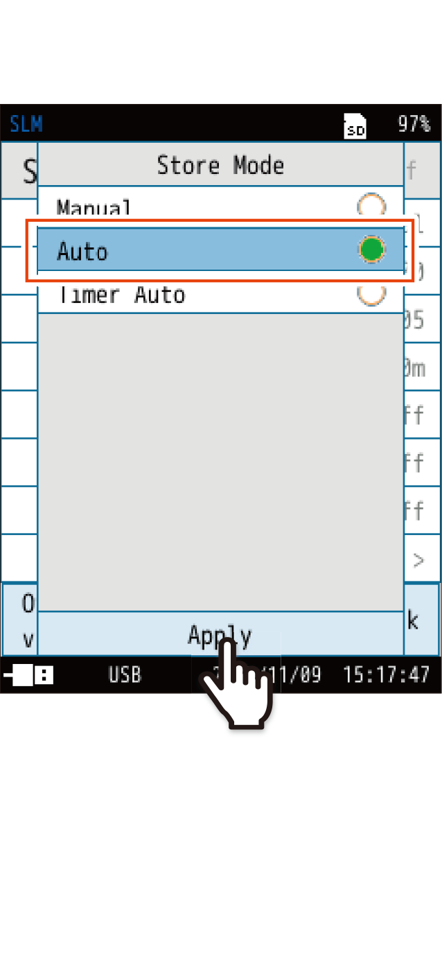 Select [Auto], and touch [Apply].