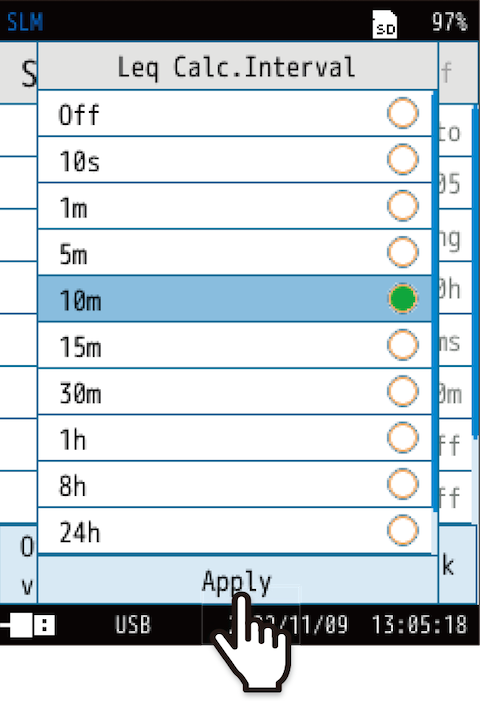 Set the Leq Calc.Interval.