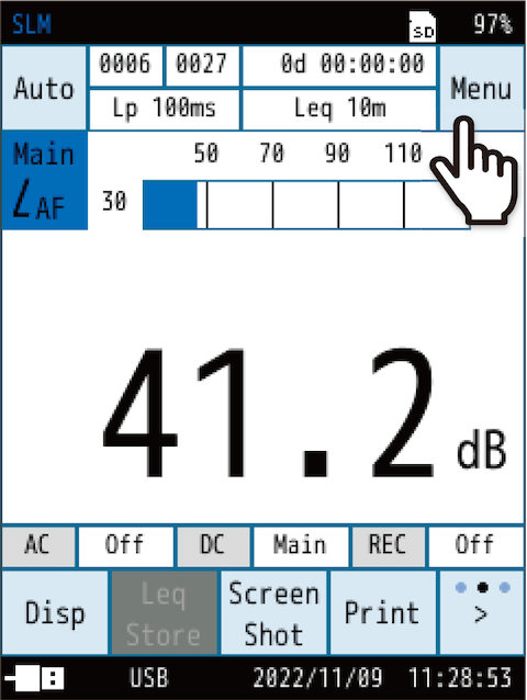 Touch [Menu] on the measurement screen.