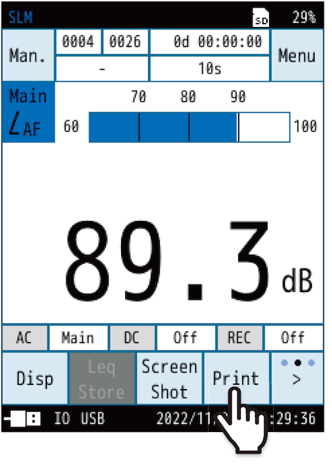 Touch [＞] on the menu ring, and touch [Print].