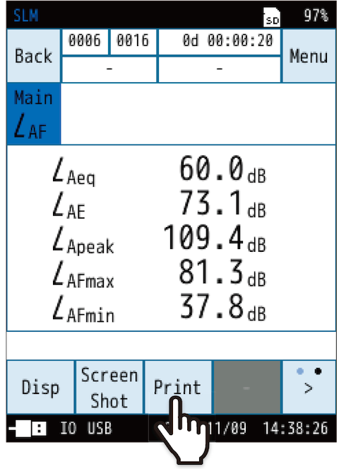 Touch [＞] on the menu ring, and touch [Print].