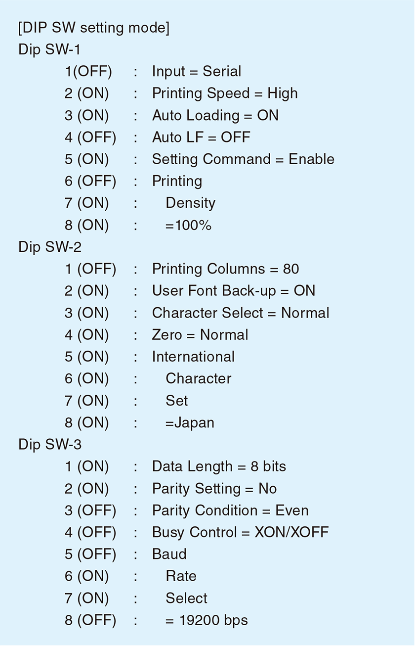 DPU-414 printer setting example