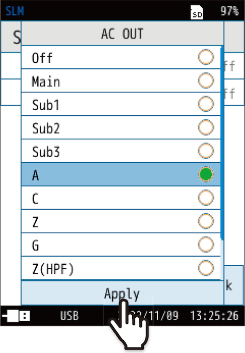 Select the frequency weighting of the output AC signal.