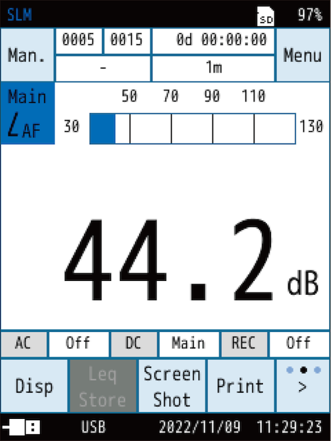 After inserting the microphone, wait a short while and then read the indicated value on the device.