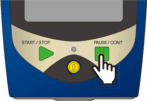 The display can be paused and resumed by pressing the PAUSE/CONT key.