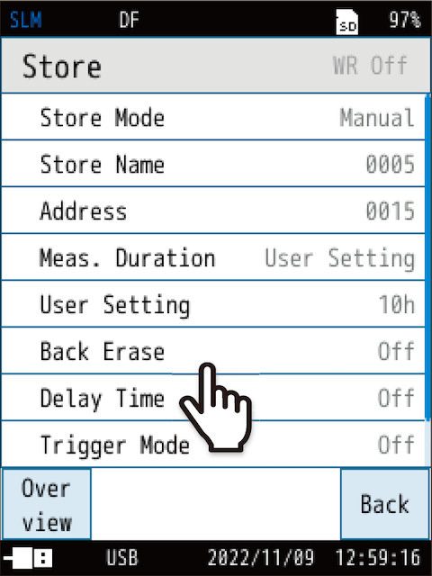 Set [Back Erase] as necessary.