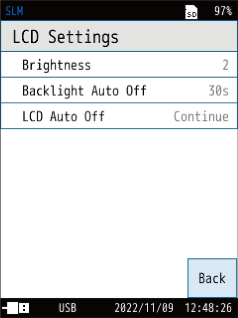 Set the brightness and lighting time of the backlight.