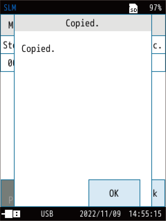 Data is copied from the internal memory to the SD card.