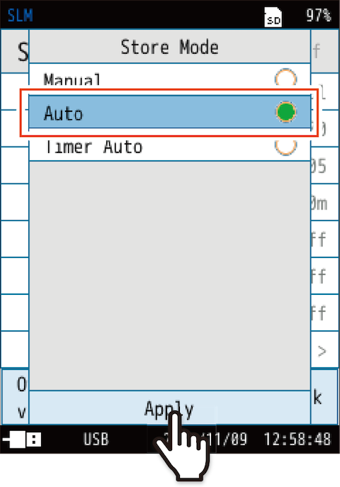 Select [Auto], and touch [Apply].