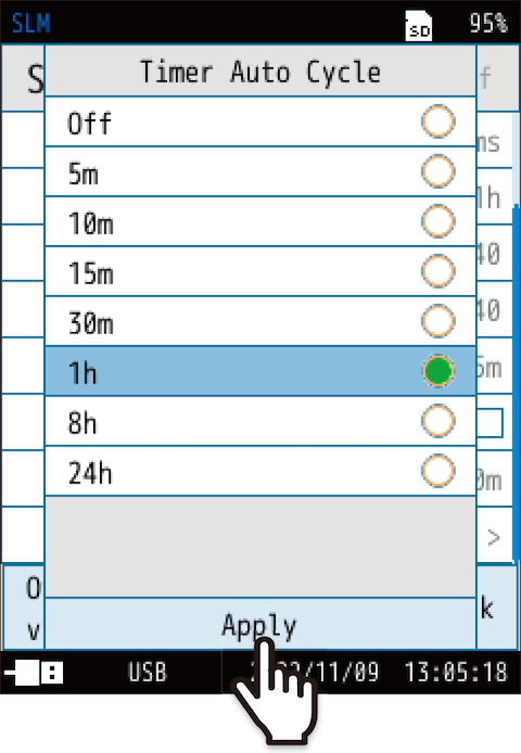 Set the timer auto cycle.