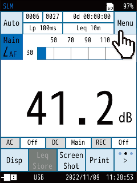 Touch [Menu] on the measurement screen.