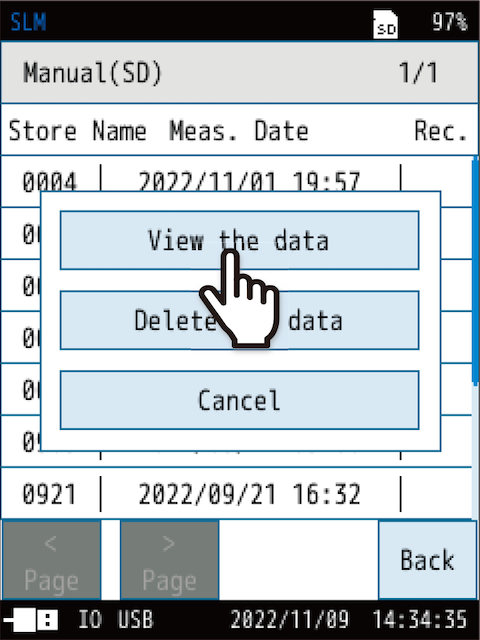 Touch [View the data].