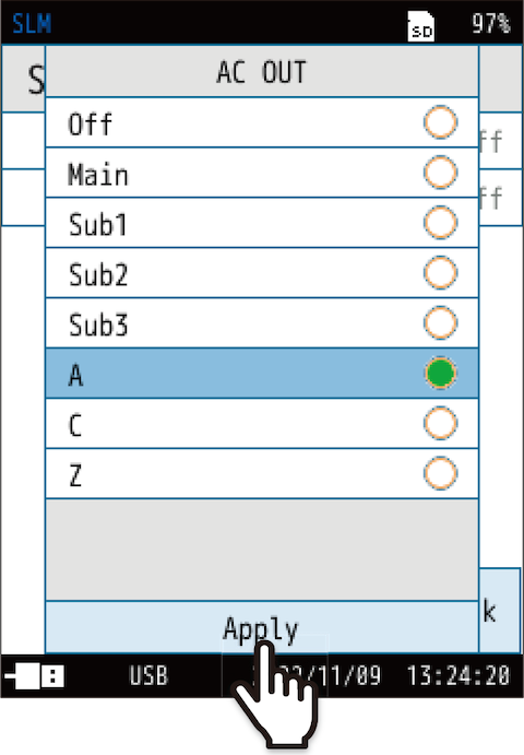 Select the frequency weighting of the output AC signal.