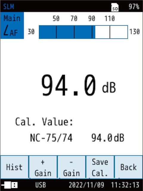 Touch [Cal.] on the measurement screen.