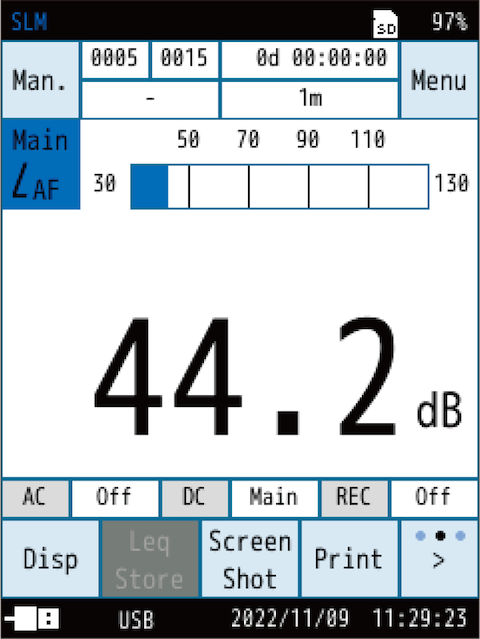 After inserting the microphone, wait a short while and then read the indicated value on the device.