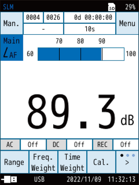 Press the START/STOP key to start the measurement.