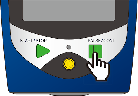 The display can be paused and resumed by pressing the PAUSE/CONT key.