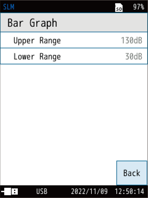 Set the upper and lower limits of the bar graph.